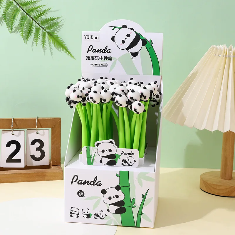 Cartoon Soft Rubber Panda Swinging Music Neutral Pen Stress Relieving Swinging Pen Student Prize Pen Gift Pen Creative Stationer