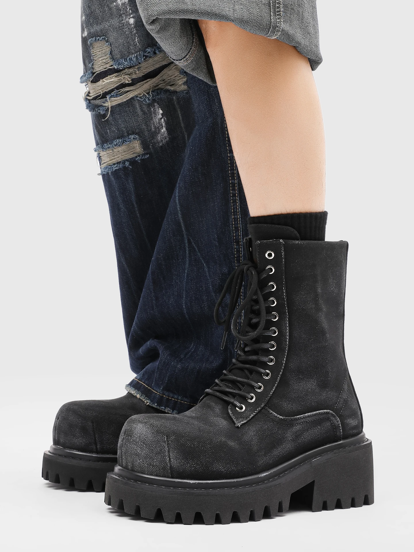 

Мужские ретро-сапоги k Knight Thi Bot Cos, мотоциклетные ботинки с большой головкой 0 см, рабочие ботинки