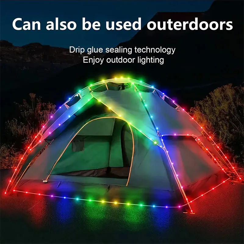 سلسلة أضواء نحاسية RGB متغيرة الألوان، تحكم ذكي في التطبيقات، سلسلة أضواء LED لعيد الميلاد للديكور الداخلي في الشجرة