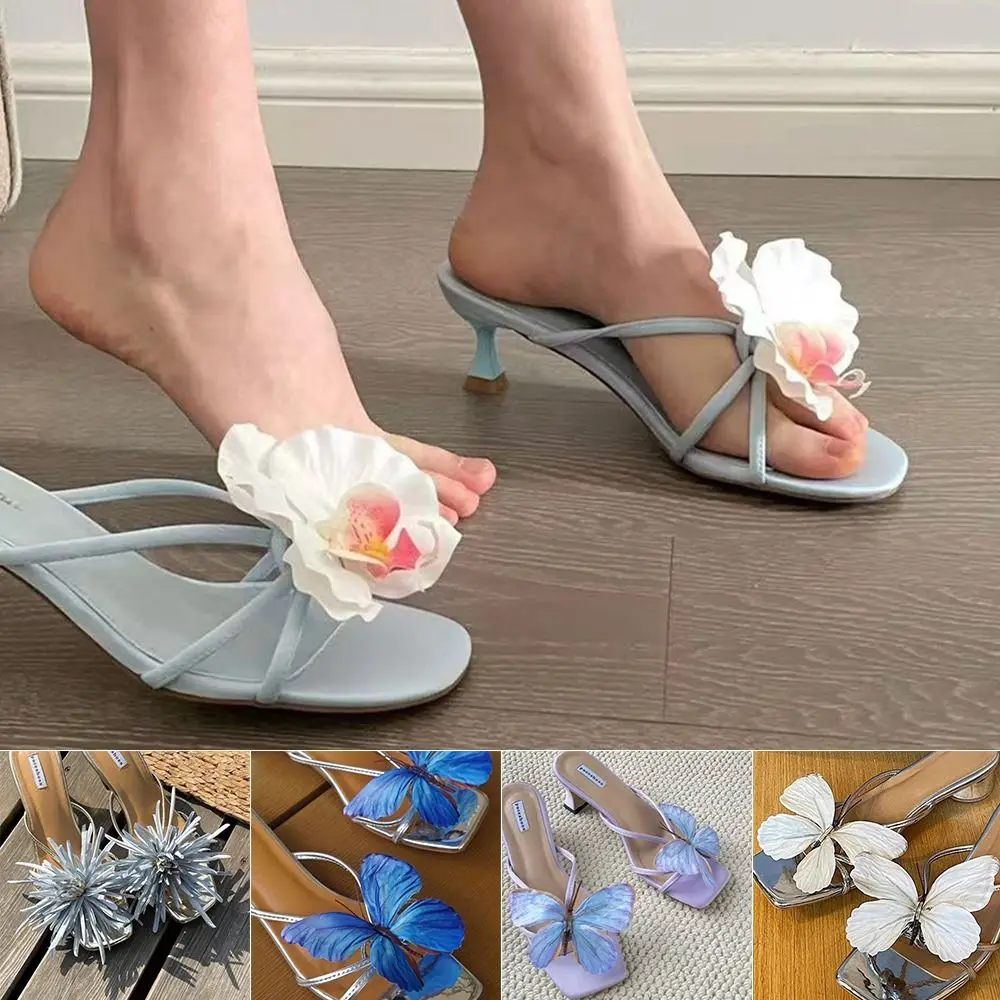 1 زوج محاكاة ملونة التايلاندية الجنية فراشة زهرة أبازيم الحذاء تصميم شخصي فالاينوبسيس حذاء زهرة الصنادل