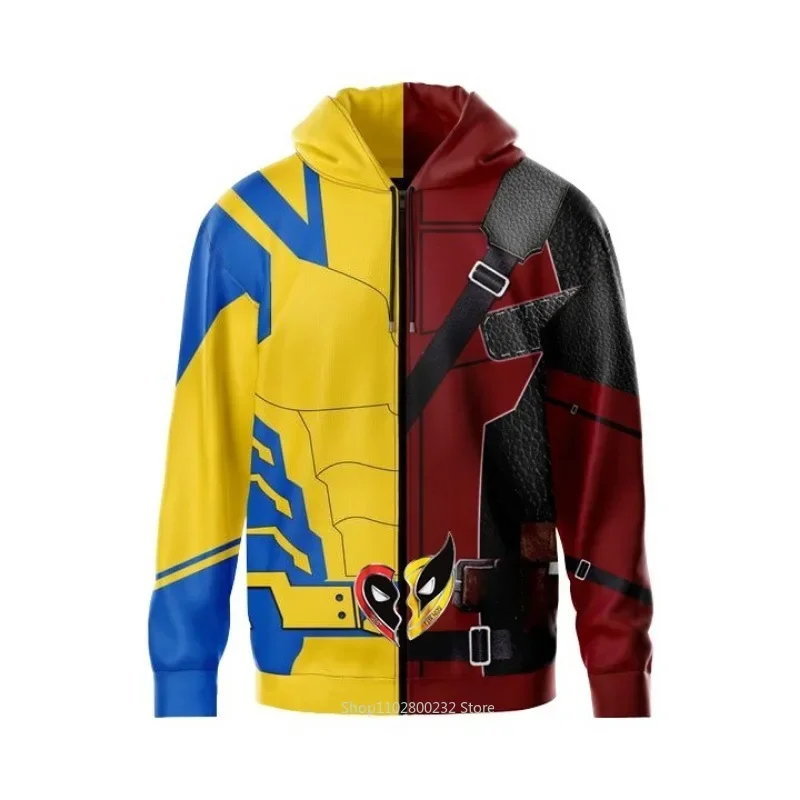 Deadpool Wolverine Felpa con cappuccio cosplay Film Supereroe 3D Poliestere Unisex Giacca Wolverine Sottile Festa di compleanno Costume Deadpool