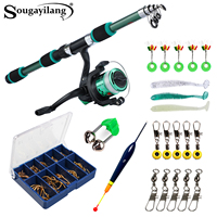 Sougayilang Telescopic Fishing Rod and Reel Combination with Bait Fishing Hook Lightweight and Portable Fishing Rod Reel set
