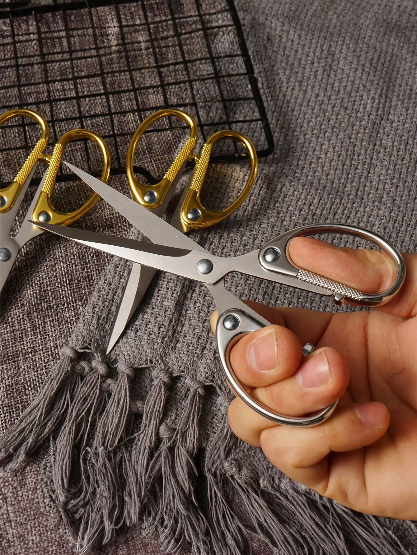 جميع مقصات المكاتب المصنوعة من الفولاذ المقاوم للصدأ، مقصات شفرة حادة للغاية، مقص حاد قوي لمكتب المنزل والمدرسة والخياطة والنسيج الحرفي Su #4