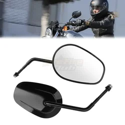For Harley Touring Road King Road Glide Sportster 883 1200 Dyna Heritage Softail FXDB Black Motorcycle 8MM Rear View Mirrors