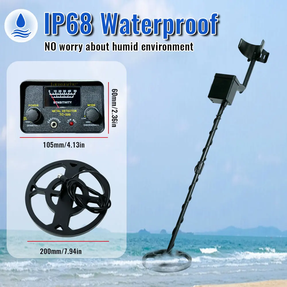 كاشف المعادن تحت الأرض كاشف العمق قابل للتعديل المقتفي للكشف عن المعادن الكنز هنتر الذهب حفار تحديد موقع دقيق TC-200