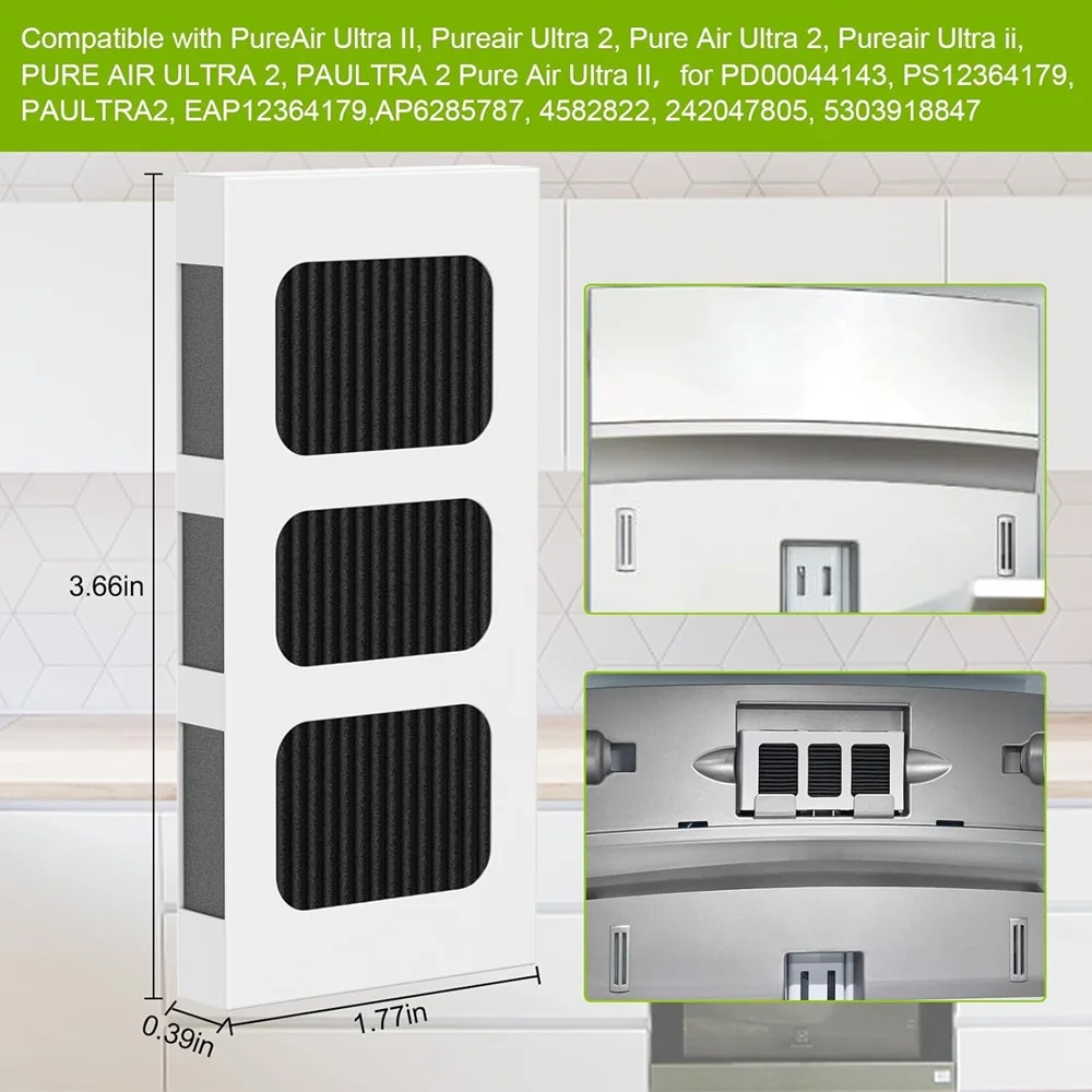 6 Pack Paultra2 Refrigerator Air Filter Replacement for Frigidaire Pure Air Ultra II, Pureair Ultra 2,  for Electrolux 242047805