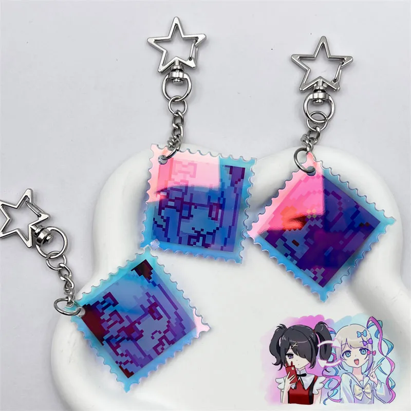 Juego NEEDY GIRL OVERDOSE KAnge Ame Rain llavero de Cosplay Unisex sello láser colgante llavero bolsa accesorios Prop regalo