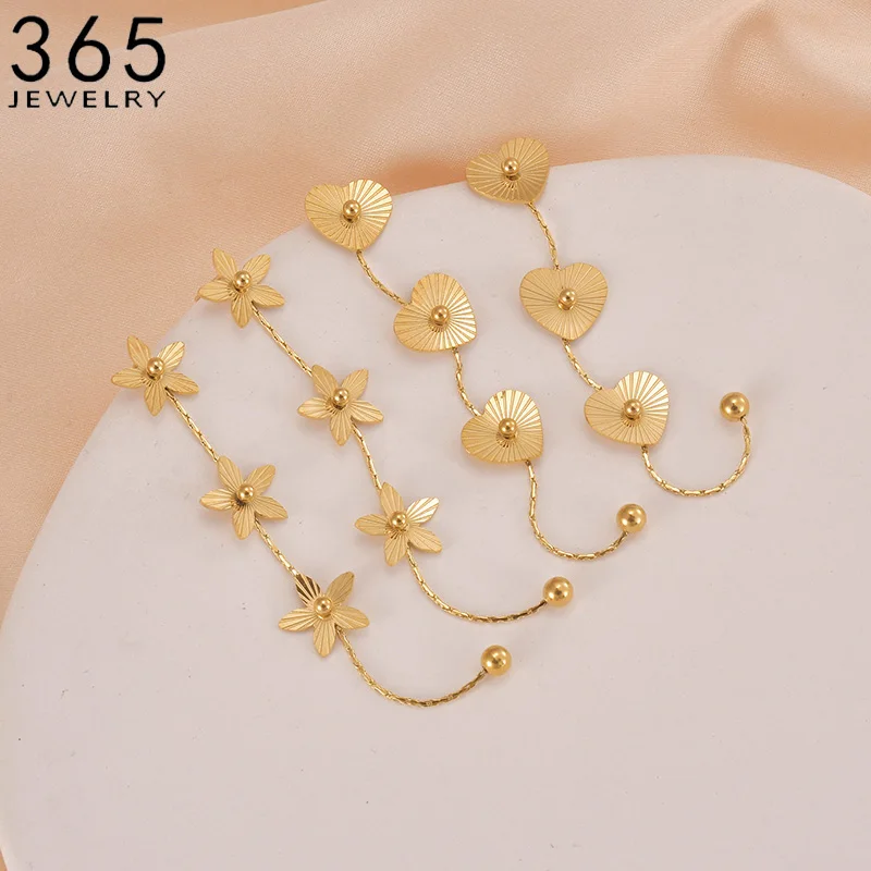 New in Cute Tassel Drop Earrings for Women 1 Pair Stainless Steel Hoop Earrings Anniversary Wedding Gift Gold Color Jewelry