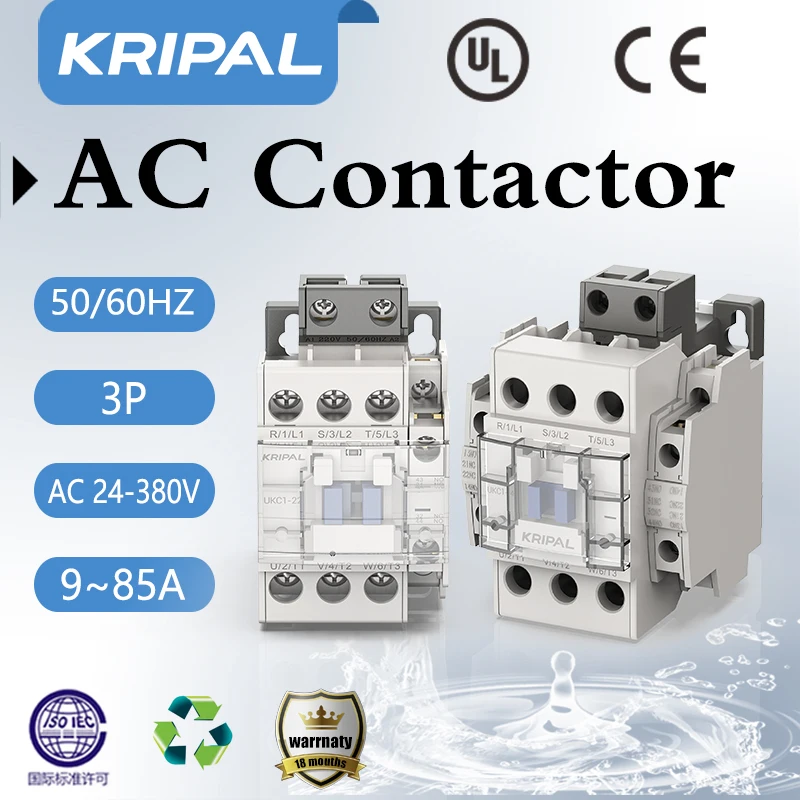 Magnetic AC Electric Contactor 9A 12A 18A 22A 3P Voltage 380V 220V 110V  Din Rail Mount For Electrical Control System