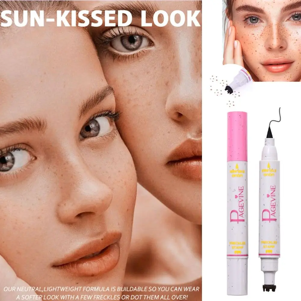 High Quality Waterproof Faux Freckle Stamp Fast-drying Smudge-proof Freckle Pen Double Head Natural Eyeliner