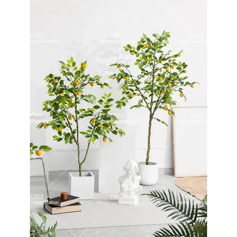 Simulated lemon tree Potted simulated Clothing store window decoration Bionic fake green plant