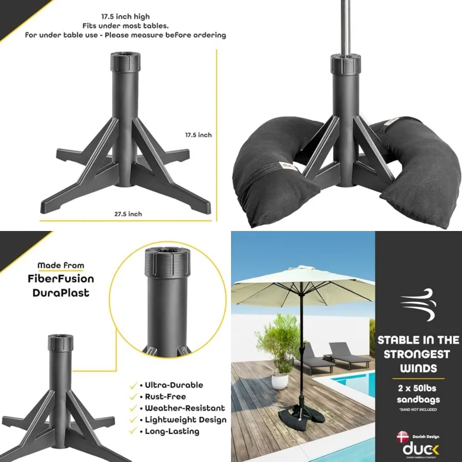 

DUC 100lbs Patio Umbrella Base Wobble-Free Outdoor Umbrella Base Easy to Move Umbrella Stand Outdoor Base for Patio and Garden
