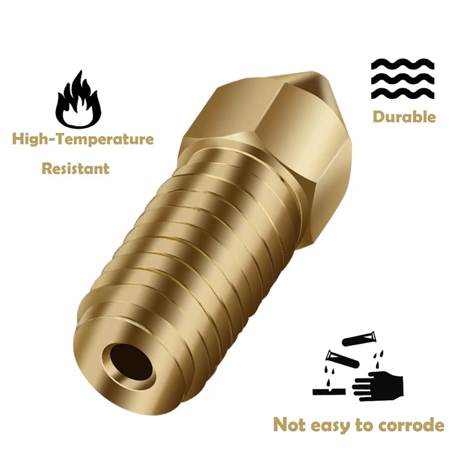 AnkerMake M5 Upgrade Brass Nozzle 0.4mm M6 Threaded Nozzles Durable Wear Resistance for 1.75mm Filament M5/M5C 3D Printer