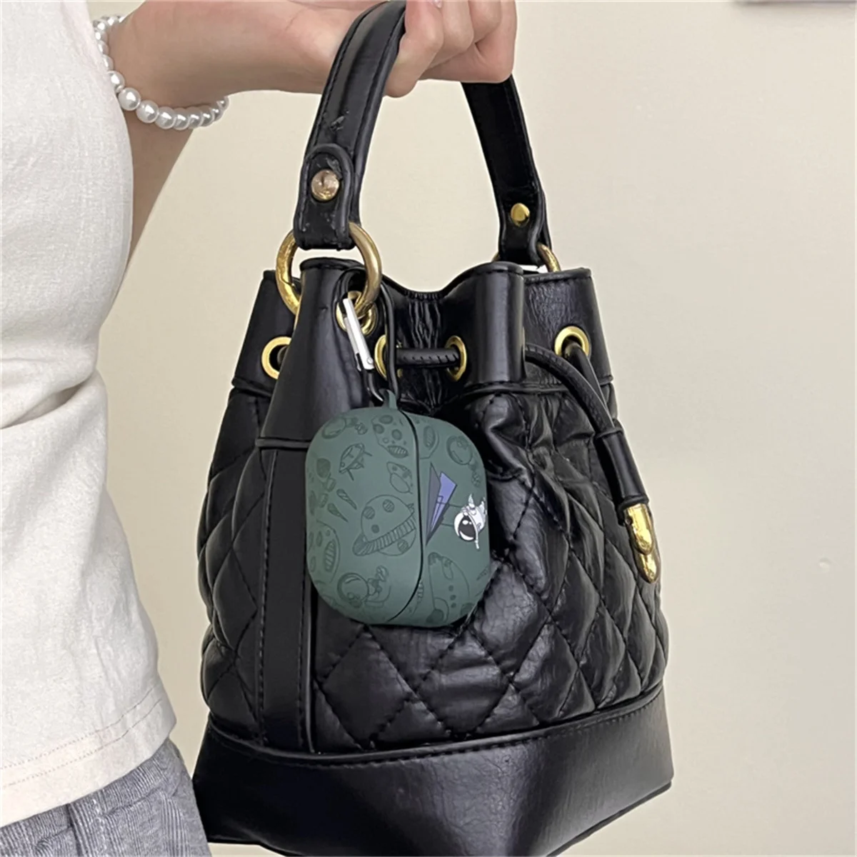 جراب سماعات أذن لسامسونج جالاكسي بدز 3 برو ، كرتون لطيف ، رائد فضاء ، تصميم نمط رجل فضاء ، غطاء سماعة رأس مع خطاف ، براعم 3 برو ،