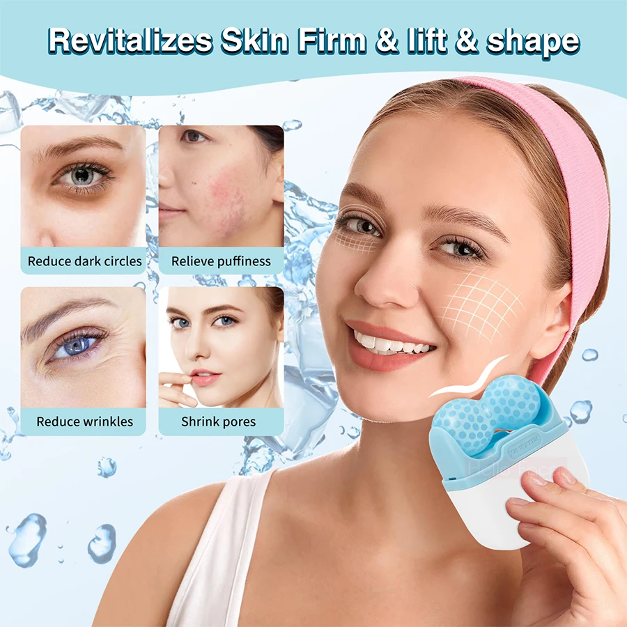 ICE ROLLER S30 Facial Massager Cool Skin Lifting Double Head Tool Face Lift Roller Pain Relief Face Skincare Beauty