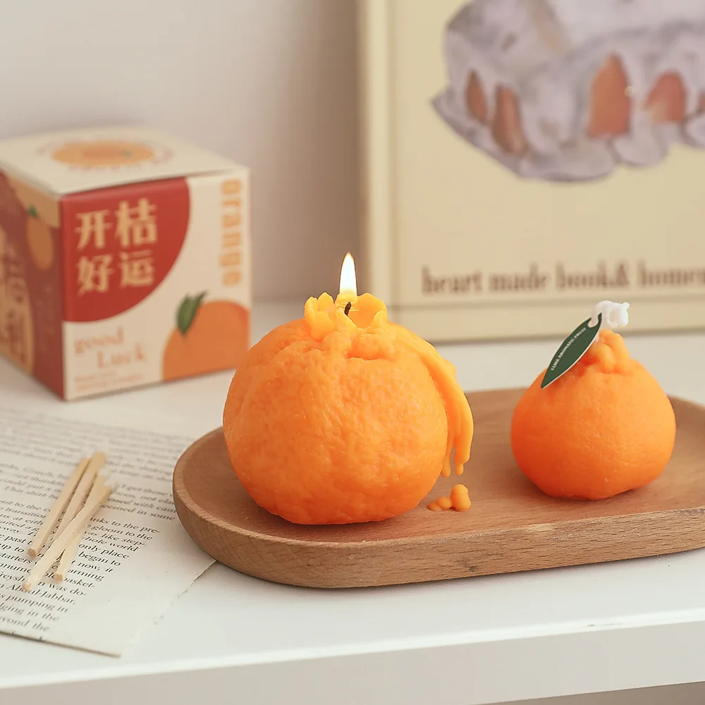 Fruit Orange Candle Handmade Scented Candle Aromatherapy Soy Wax Candle Wedding Birthday Candles Party Home Decoration