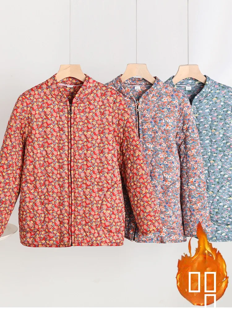 

Thiened Long Sve на молнии, хлопковая куртка, теплая домашняя одежда, зимняя верхняя одежда для мам среднего возраста и ли, одежда большого размера