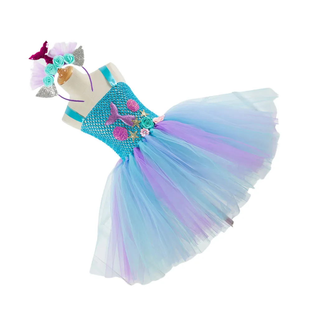 

Princess Dress Girls Tutu Mermaid Theme Kids Clothes Birthday Party Wear Childrens Day Gift Girl Skirt Gauze Skirt