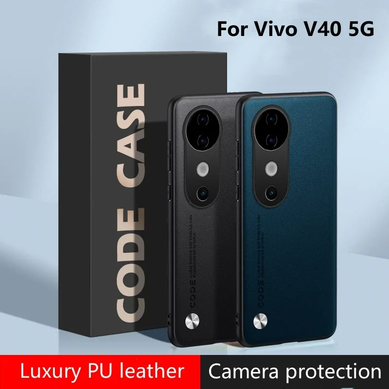 Case For VIVO V40 5G Case Luxury Silicone Leather Back Cover For Vivo V 40 Camera Protection Shell Fashion Shockproof Bumper