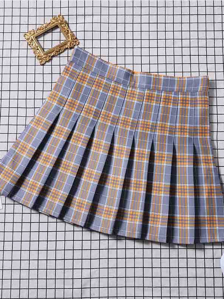 Hohe Taille lässig kawaii a-Linie Mini Frauen Plaid Falten rock Mädchen Tennis sexy Vintage Skort Kleidung