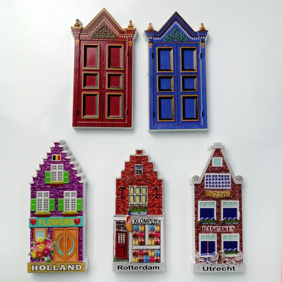 

Dutch travel souvenirs from around the world, refrigerator magnets, European doors, resin magnetic stickers, collection