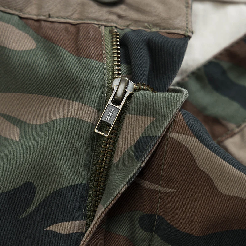 wear Camouflage workwear shorts summer men's heavyweight washed cotton capris retro khaki style tough casual half pants
