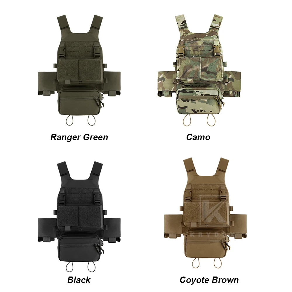 Rompi Taktis KRYDEX Combat Outdoor Plate Carrier Elastis dengan Cummerbund Micro Fight MK3 Chassis Drop SACK Pouch Perlengkapan Berburu