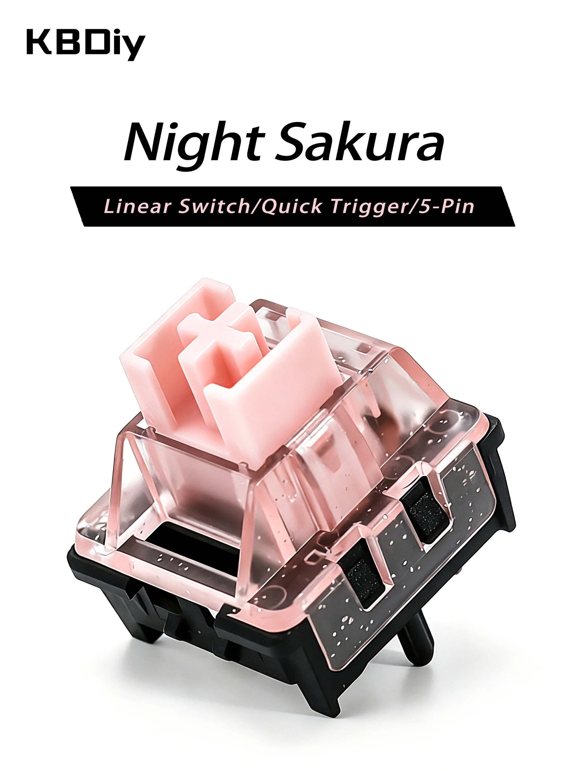 Przełączniki KBDiy Night Sakura Glitter Pink 30gf 5Pin Liniowe Kremowe Przełączniki POM PC Do Kustomizacji DIY 60% 60 Klawiatury Mechanicznej Gamingowej — zdjęcie produktu 7