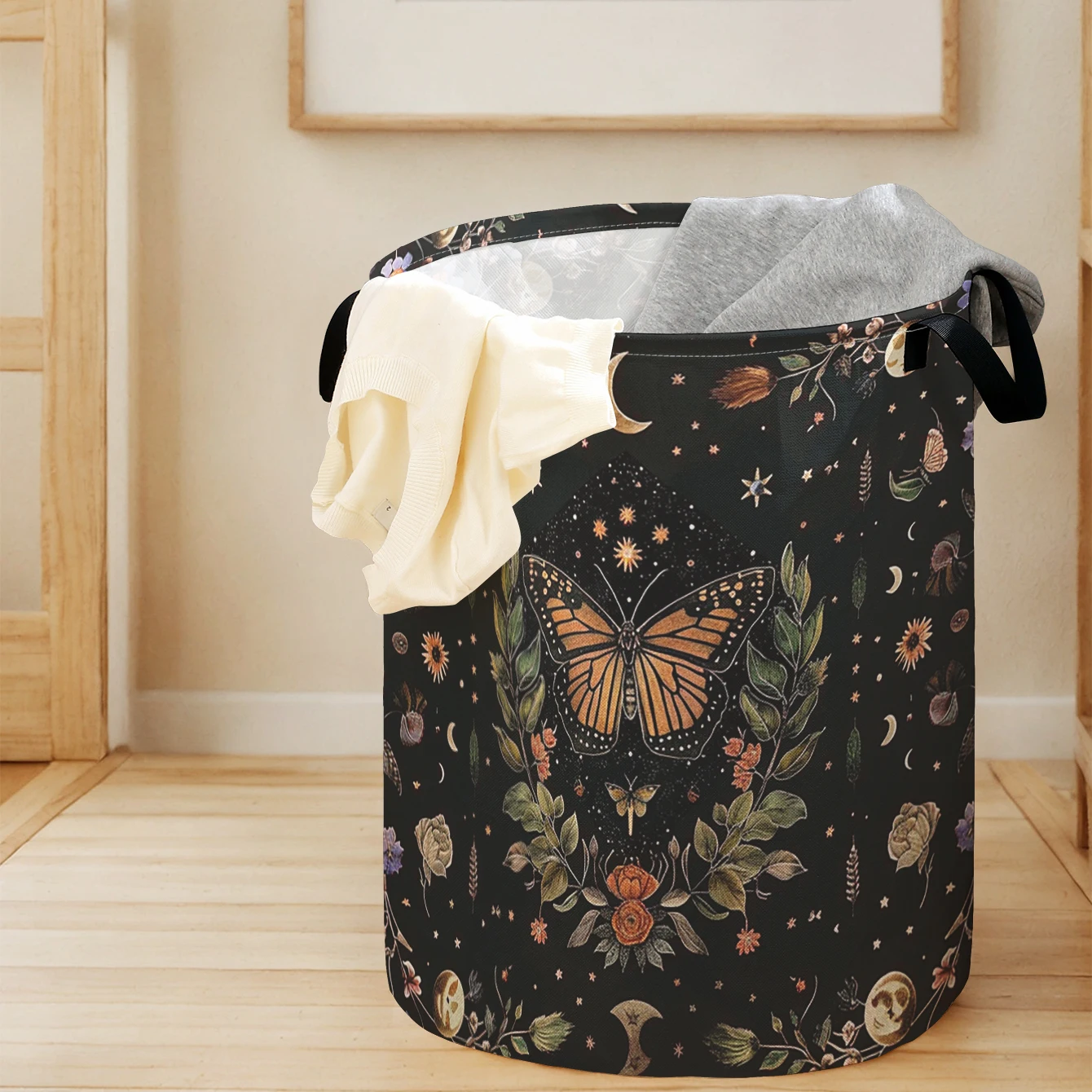 

Складной контейнер для хранения Emperor Butterfly Star Moon Flower Print большой вместимости, для детских игрушек и одежды, для дома и ванной комнаты