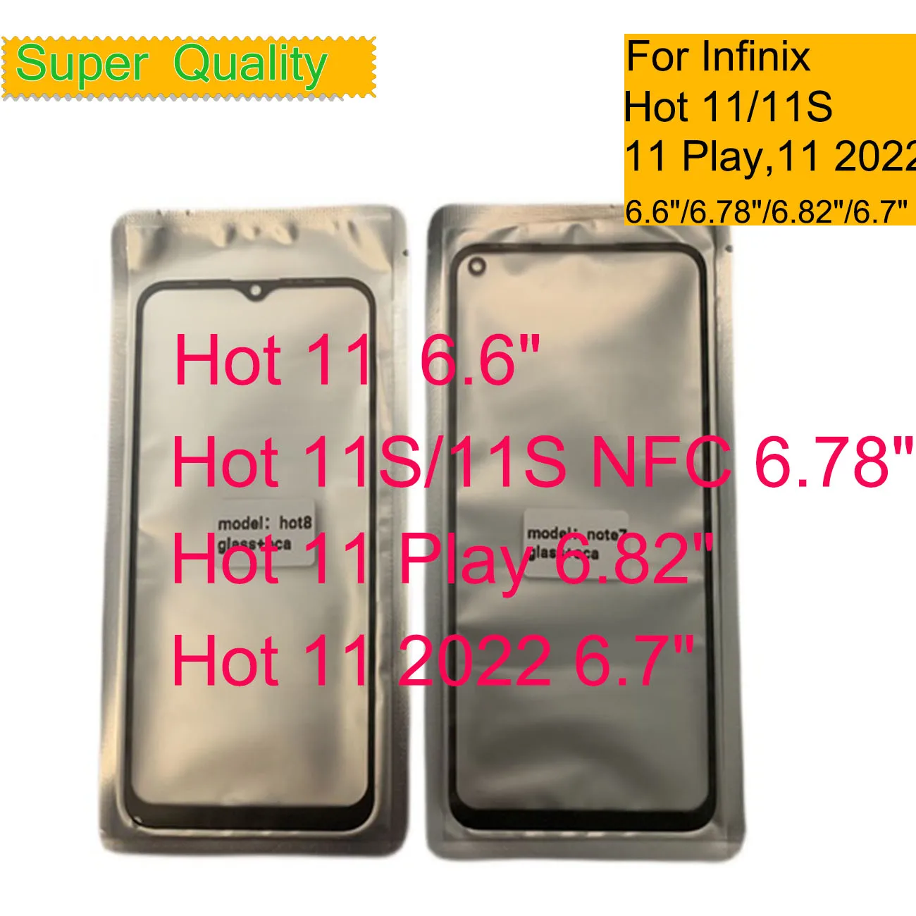 10Pcs/Lot For Infinix Hot 11 X689F G37 11S NFC Play Touch Screen Front Outer Glass Panel Lens For Infinix Hot 11 2022 With OCA