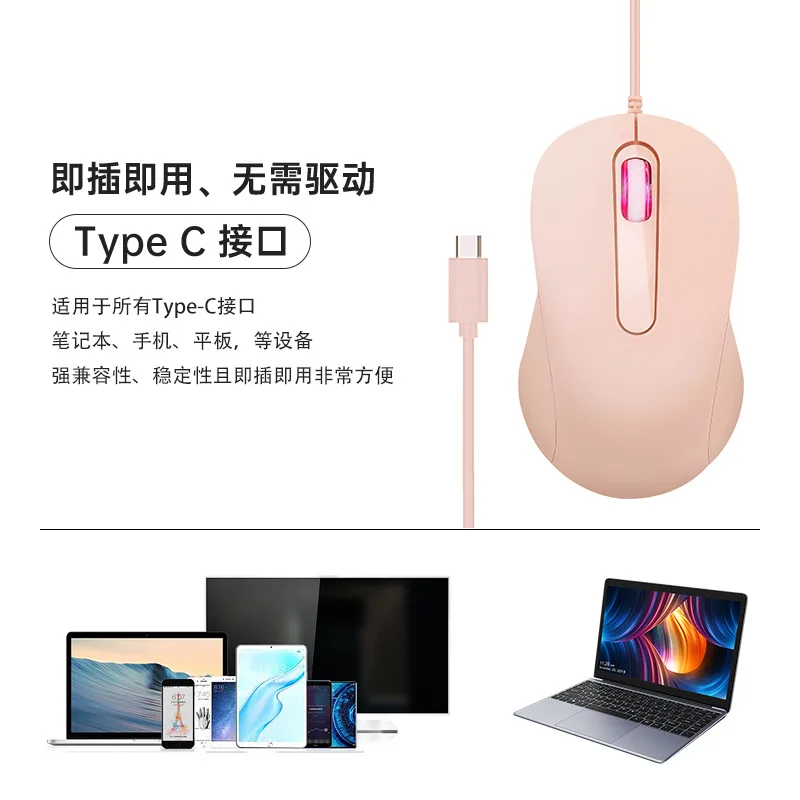 Type-C interface silent wired mouse suitable for iPad Samsung Huawei Lenovo Android Windows Tablet