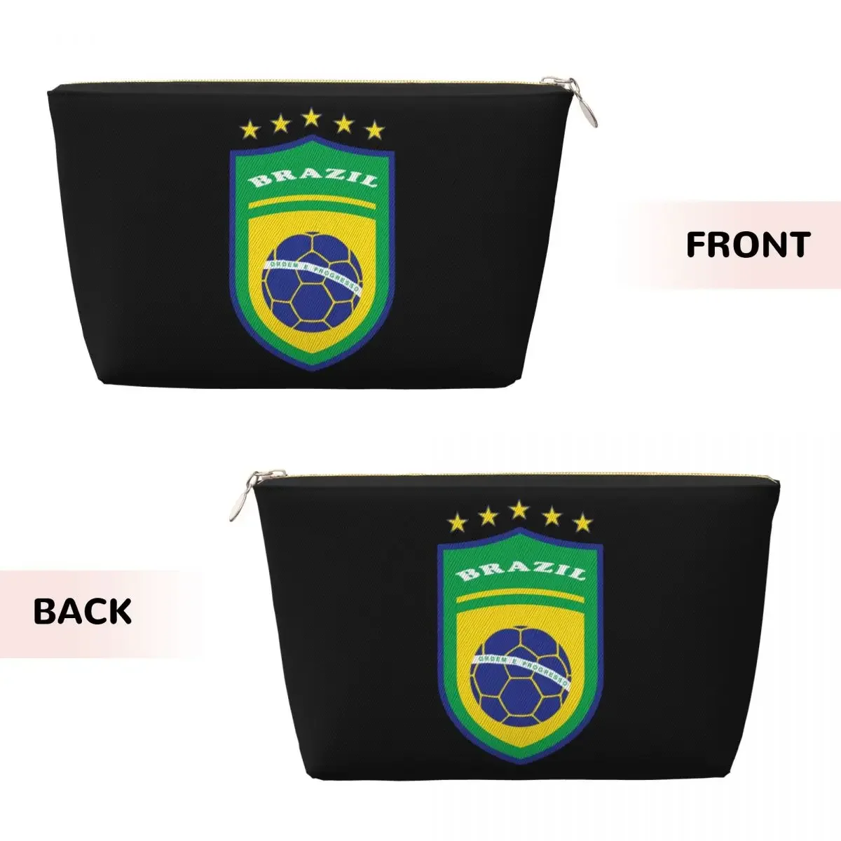 Custom Flag Of Brazil Football Cosmetic Bag Women Cute Large Capacity Brazilian Proud Makeup Case Beauty Storage Toiletry Bags