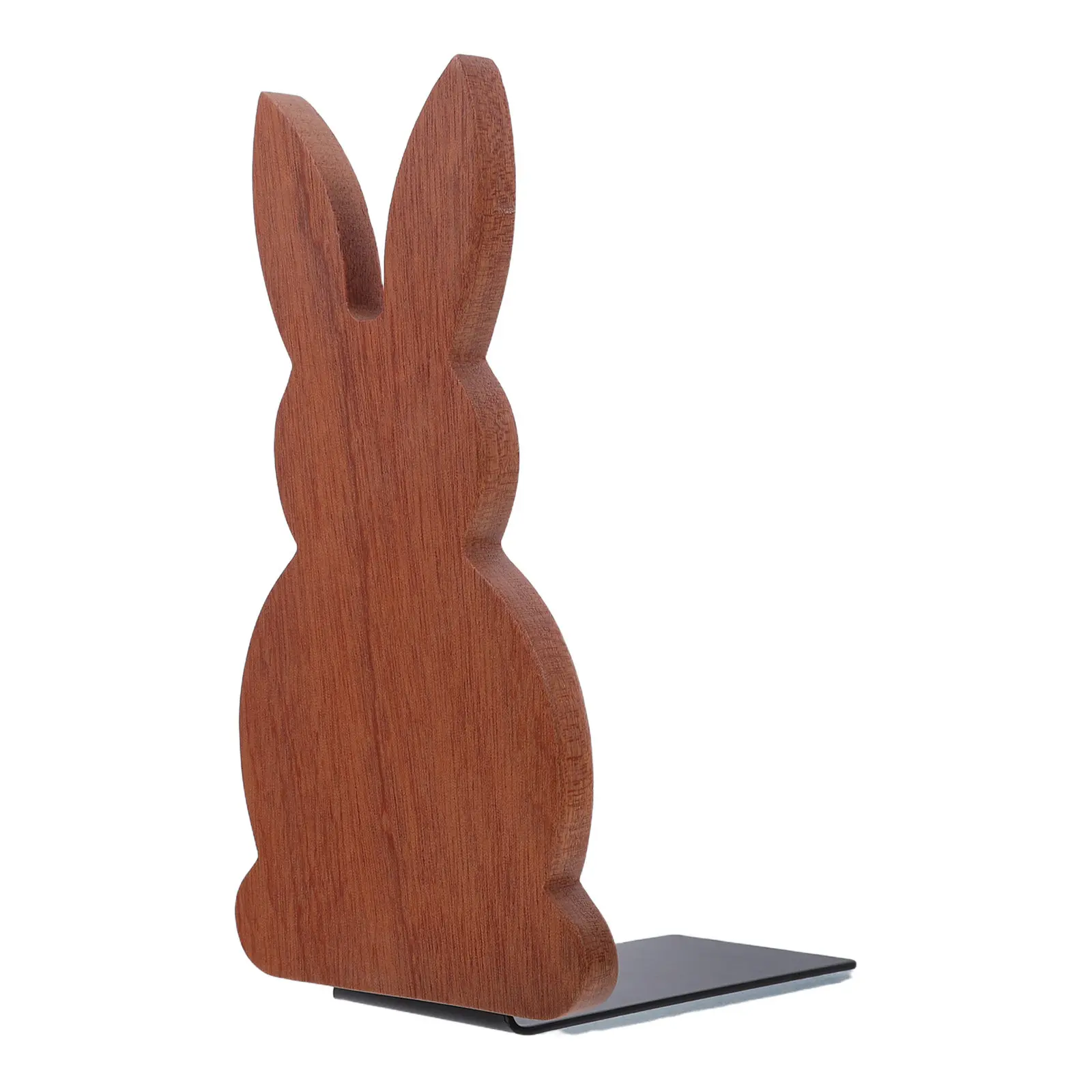 Wooden Bunny Bookends Set Cute Animal Desk Organizer Rustic Wood Book Holder for Shelf Desktop Bookshelf Decor Nursery Office