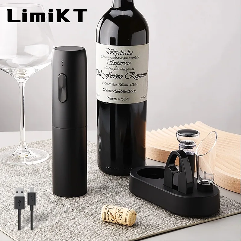 Limikt Red Wine Elektryczny otwieracz do butelek Nalewak do wina Korek do butelek próżniowych Akumulatorowy zestaw elektrycznych otwieraczy do