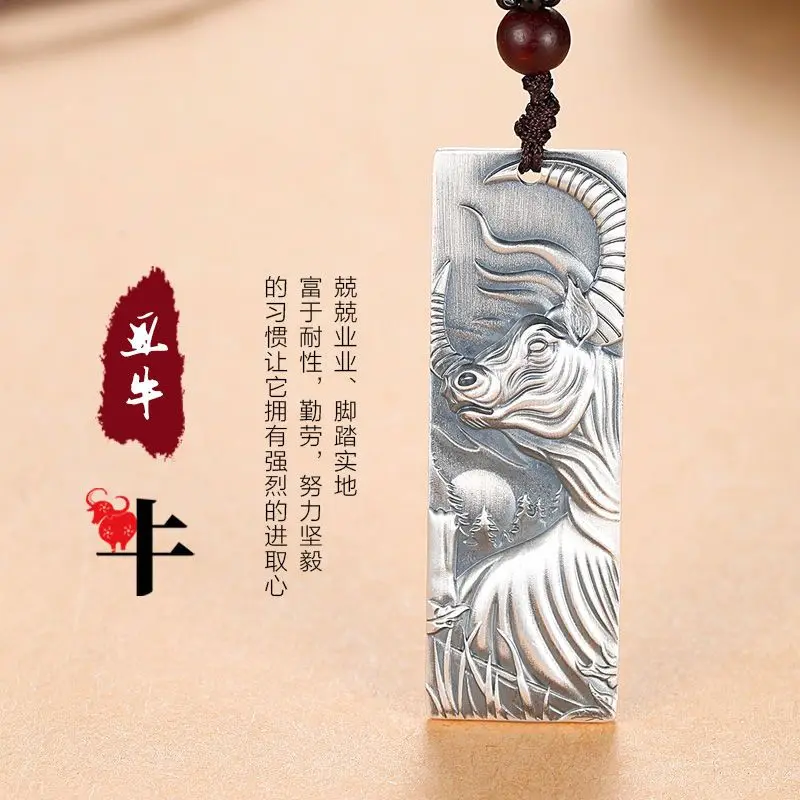 999 Sterling Sier Eight Patron Saint Buddha 12 Zodiac Dragon Necklace Men's Life Year Good Lucky Pendant Men And Women