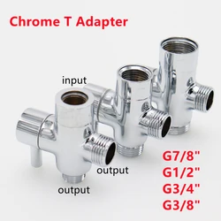 Chromowany adapter T do bidetu z zaworem odcinającym Adapter T 3-drogowy zawór w kształcie litery T 7/8