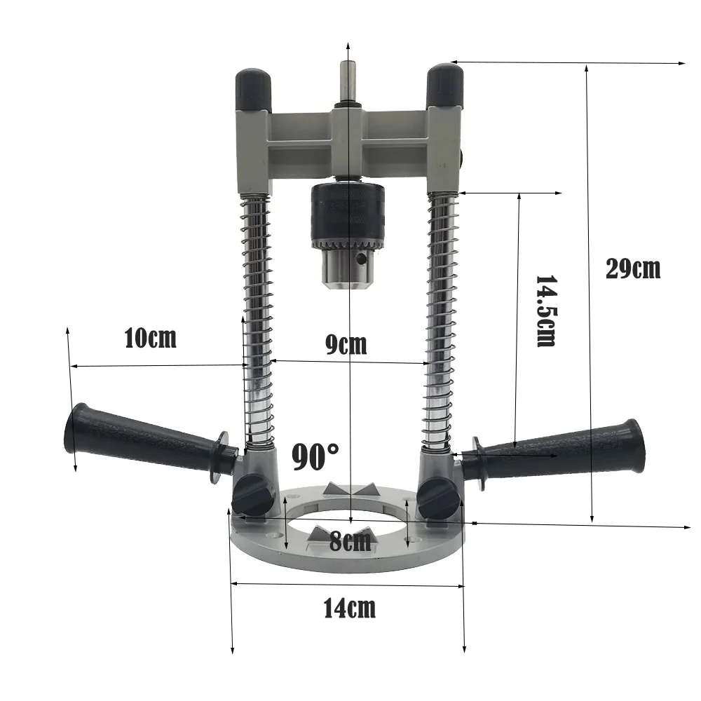 90 Angle Adjustable Drill Guide Rotary Electric Drill Stand Attachment With Drill Chuck Mini Woodworking Bench Drill Stand