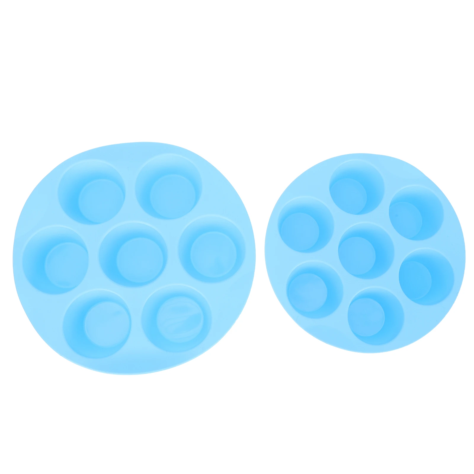 

2Pcs Cake Cup Molds Silicone Jumbo Blue Reusable Baking Pan 7Holes Muffin Cookie Professional Easy Clean