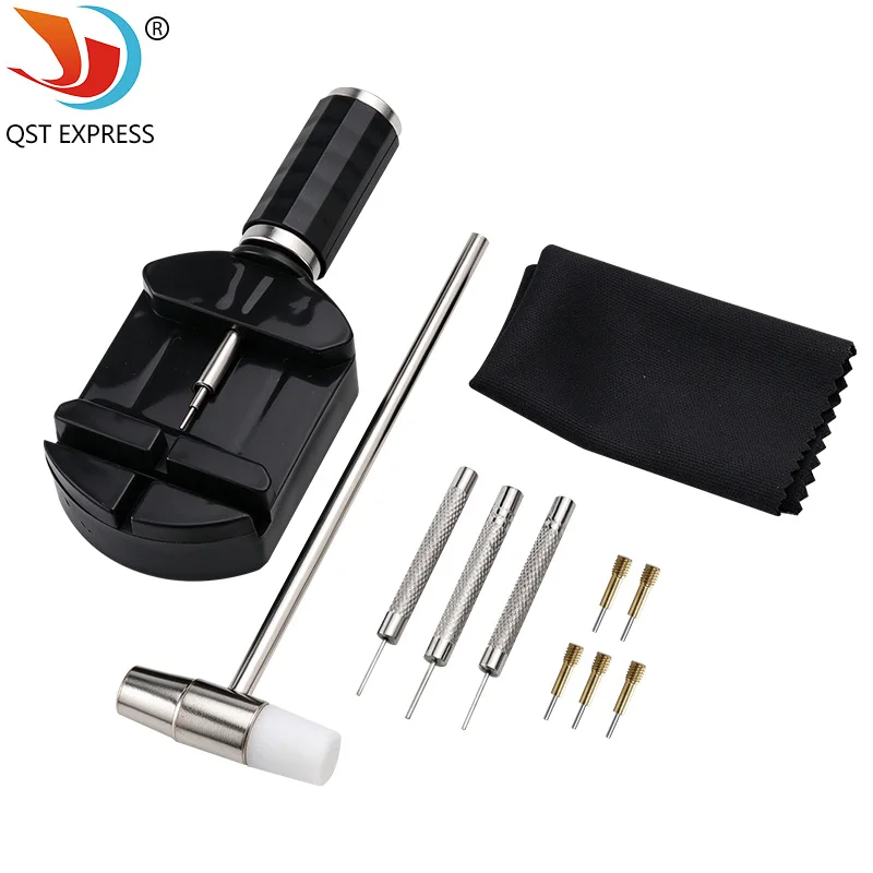 Professional Watch Strap Adjustment Tool Kit with Mini Hammer Watch Link Remover Punch Pins for Watch Band Resizing