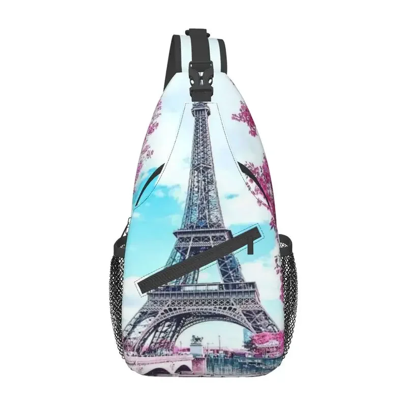 

Casual Eiffel Tower Floral Sling Bag for Travel Hiking Men Chest Crossbody Backpack Shoulder Daypack