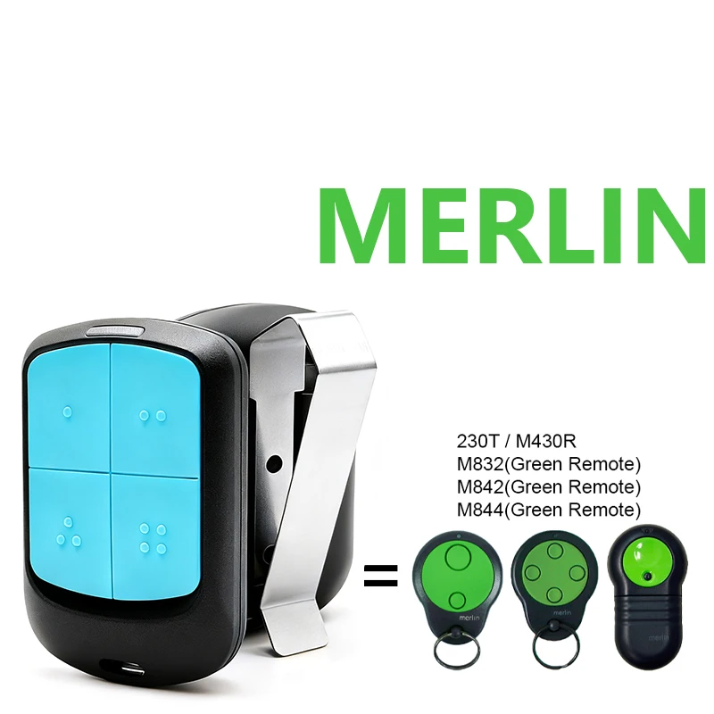 MERLIN 230T M430R M832 M842 M844(Green Remote) Garage Door Remote 433.92MHz Garage Door Opener