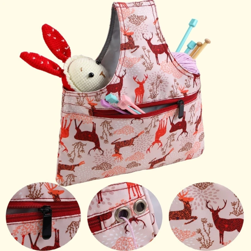 Borsa all'uncinetto Borsa per ricamo Borsa per cucito Borsa per maglieria Borsa da polso da Borsa per filati