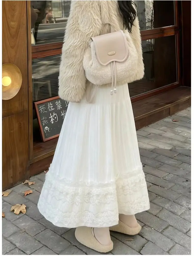 Women's Lightweight Lace Midi Skirt: High-Waisted, A-Line, Full-Skirted, Midi-Length, Tiered, Soft and Breathable