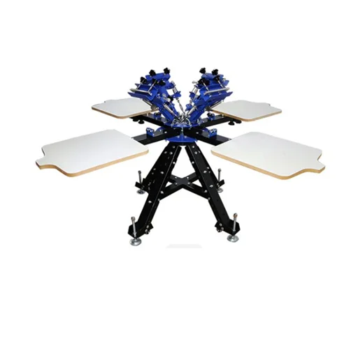 

Lift Frame Standing Sitting Double Operation Micro Registration 4 Color 4 Station Double Wheel Screen Printing Machine