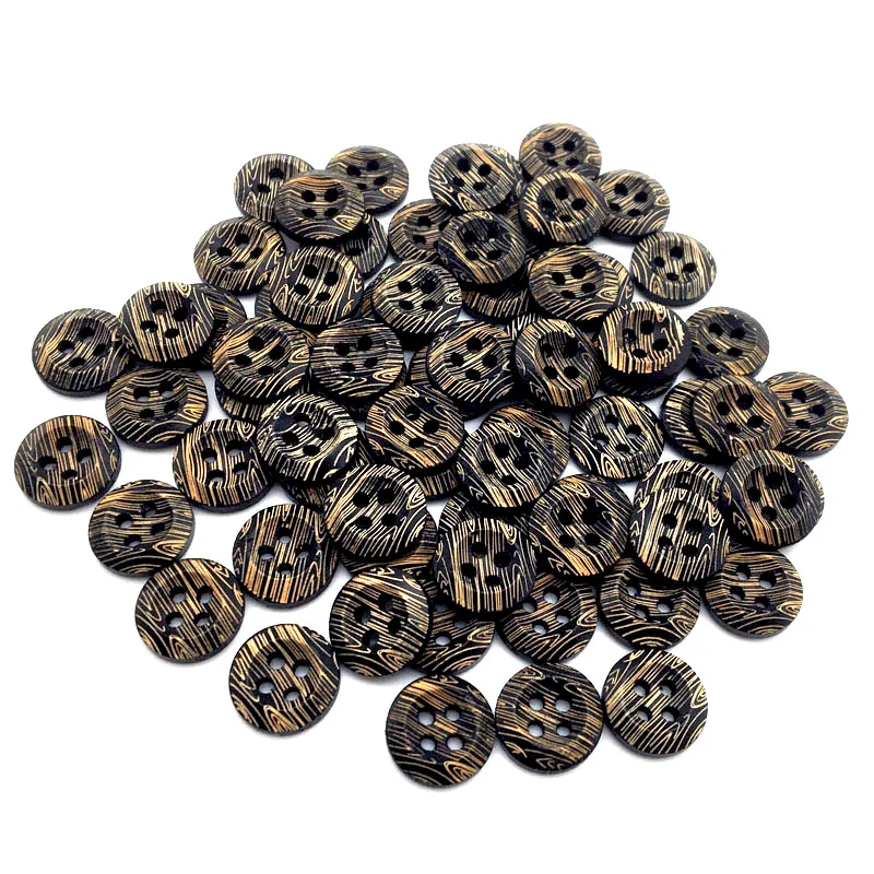 

100PCS 13mm Small Retro Wood Buttons For Clothing Sewing Accessories Crafts DIY Scrapbooking Home Decoration Supplies