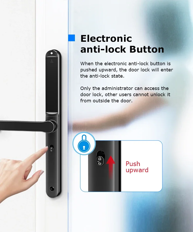 IP66 Waterproof TTLock APP Aluminum Alloy Sliding Door Smart Lock Fingerprint RFID Card Code Electronic Glass Door Lock Security