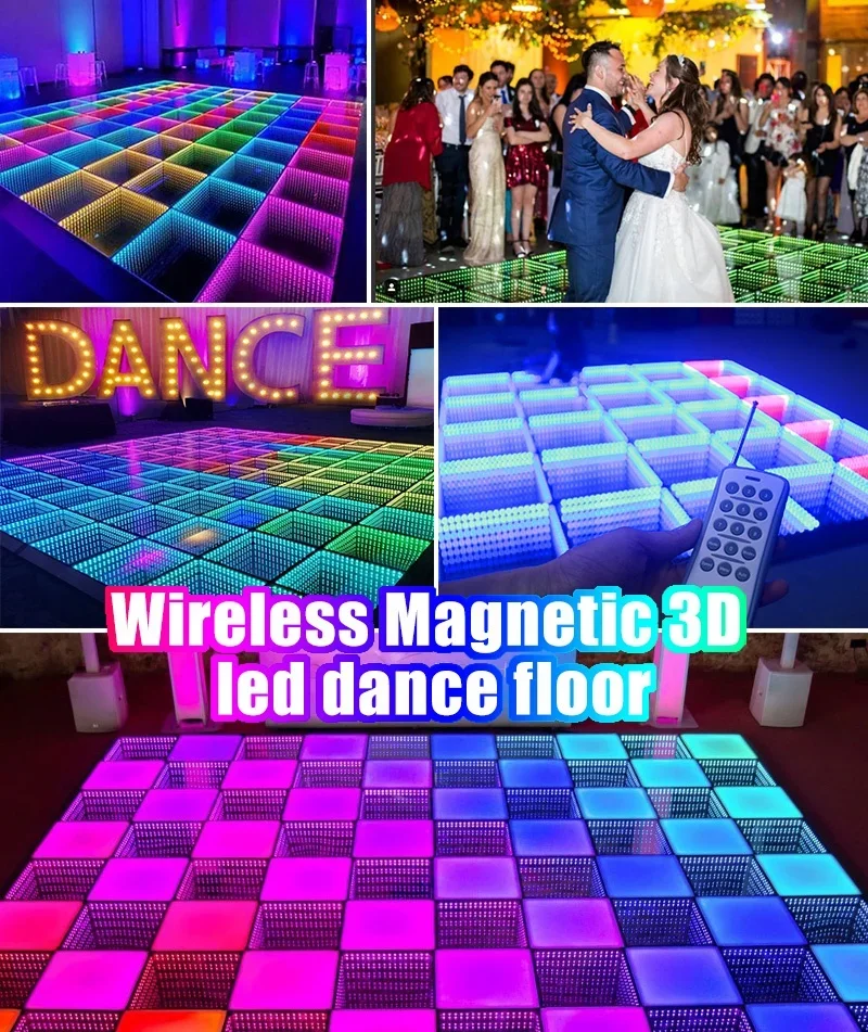 Botai magnetische tragbare Tanzfläche 3d unendliche Party bühne führte Tanzfläche Licht Hochzeit führte Boden zum Tanzen