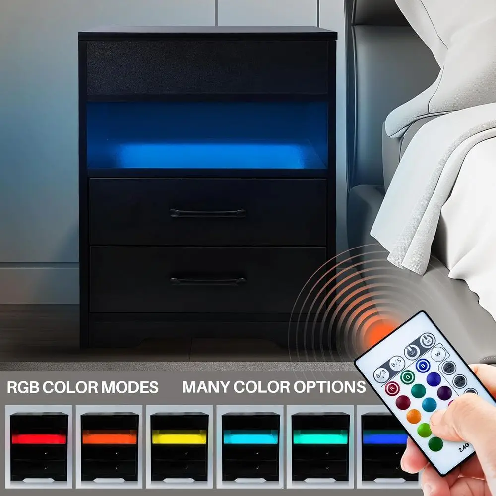 منضدة صديقة للكمبيوتر المحمول مع سطح رفع وعجلات وأضواء LED ومنفذ USB C ومخرج طاقة باللون الأسود