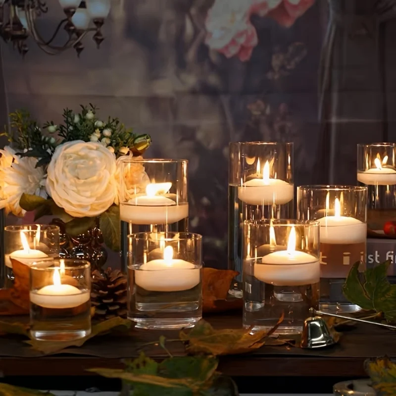 8pcs Floating Candles Wedding Proposal Anniversary Celebration Hotel Restaurant Birthday Romantic Dinner Decoration Candles