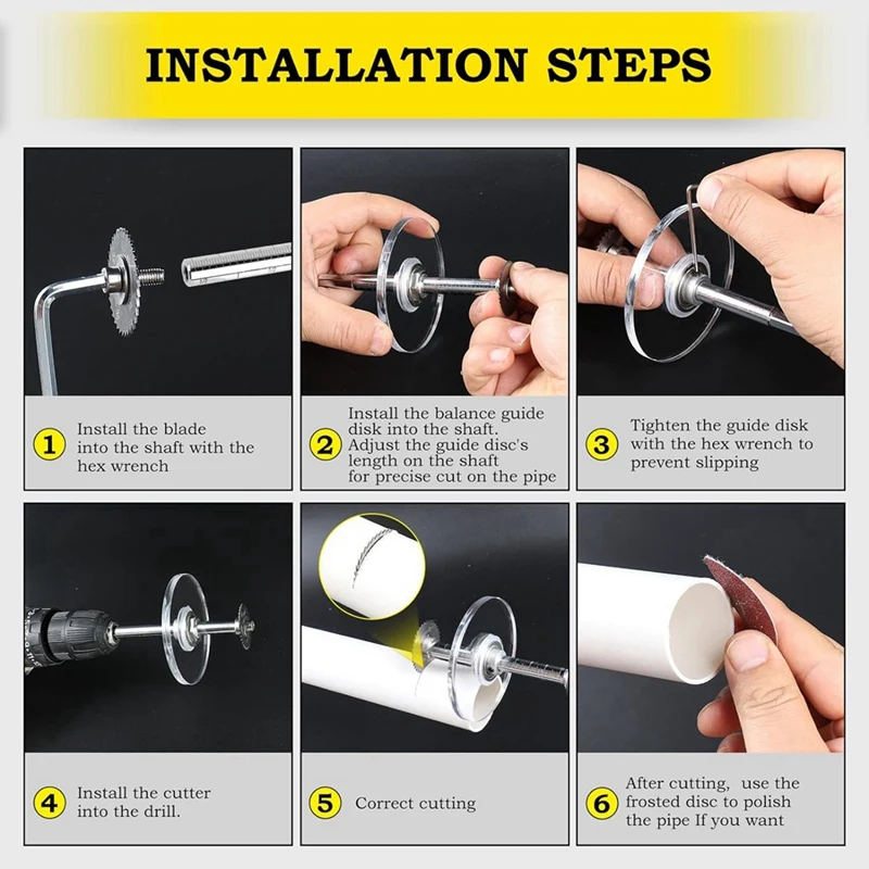Inside Pipe Cutter For PVC Pipe Cutter Tool, Cutter Tool With 3.15Inch Scale Adjustable , 5Pcs Saw Blades And Hex Shank